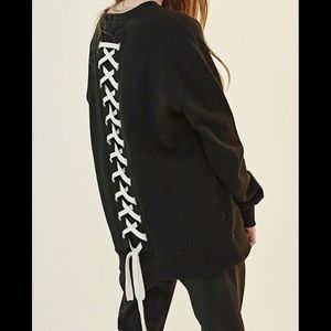 DBYD.Gnak lace up sweatshirt; Made in Korea